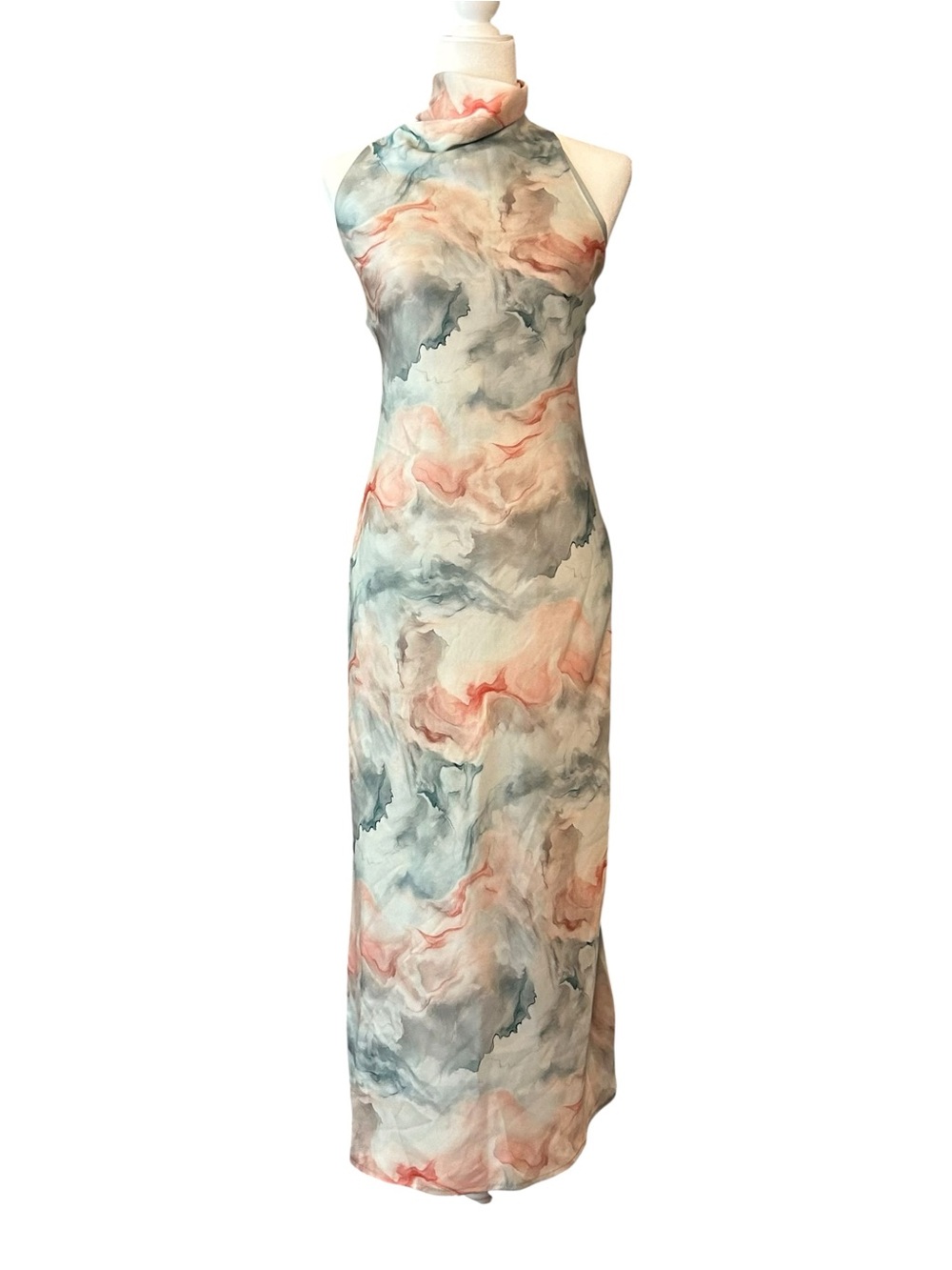 NWT Sincerely Jules Halter Neck Sleeveless Watercolor Print Maxi Dress SZ Small
